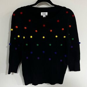 Unique Vintage Rainbow Pom Pom Sweater